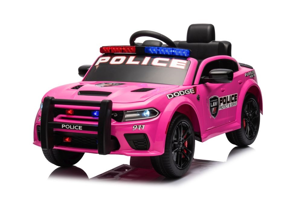 Coche electrico infantil de policia Dodge Charger Police Pink Coches electricos y motos para ninos a bateria 12v con mando RC quads infantiles tractores infantiles camiones para ninos realizamos envio...